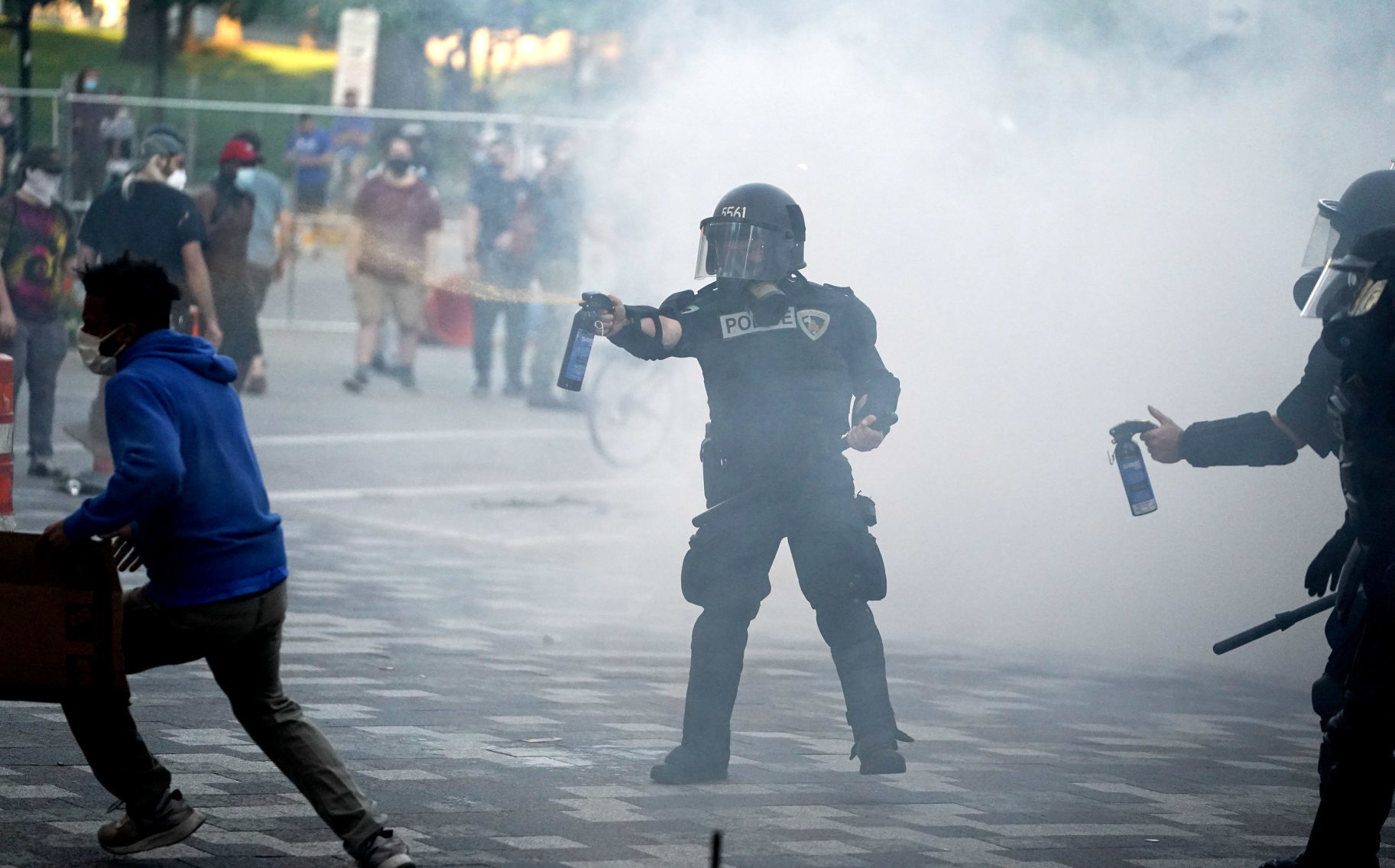 Police spray protesters
